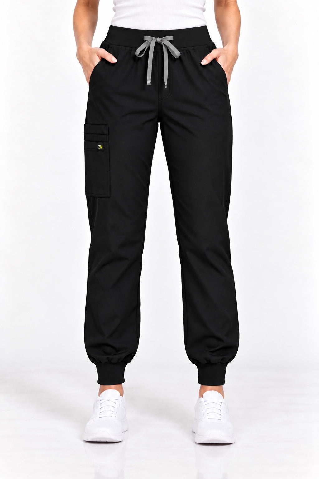 ZIRAMED Women’s Cargo Jogger Scrub Pants – Jet Black