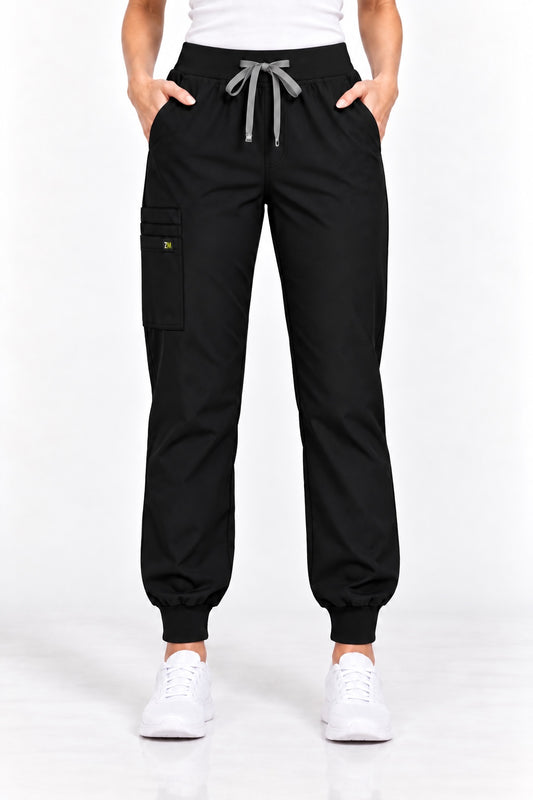 ZIRAMED Women’s Cargo Jogger Scrub Pants – Jet Black