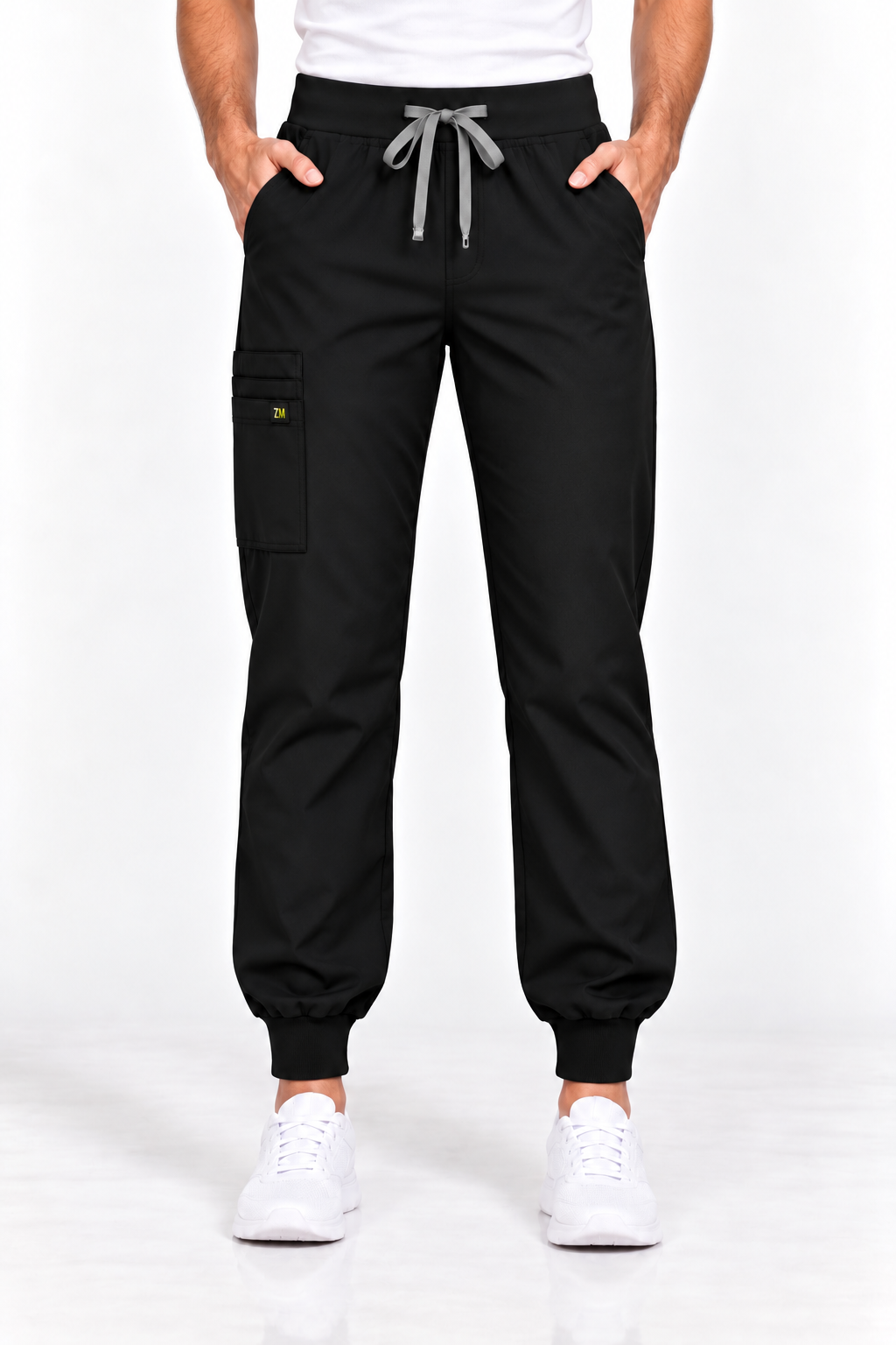 ZIRAMED Men’s Cargo Jogger Scrub Pants – Jet Black