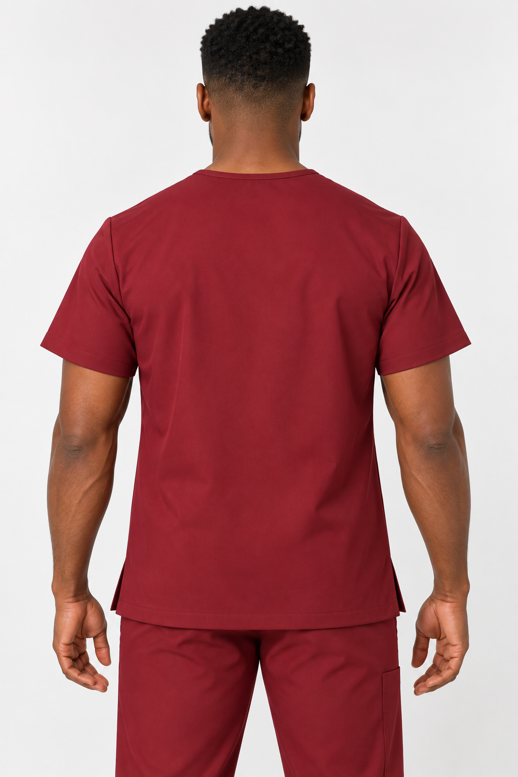 ZIRAMED Three-Pocket V-Neck Scrub Top – Burgundy