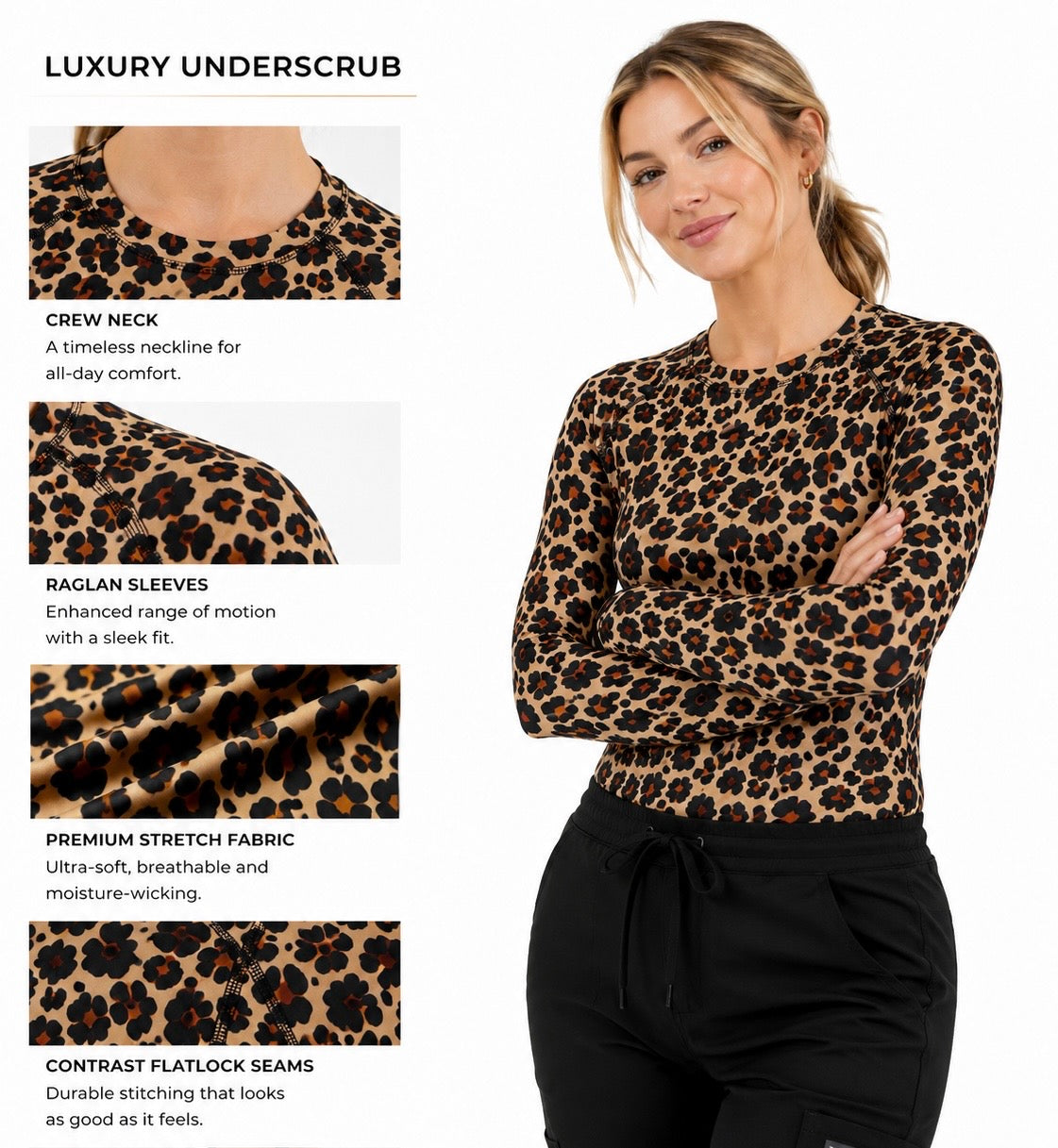 Leopard Luxe Performance Underscrub